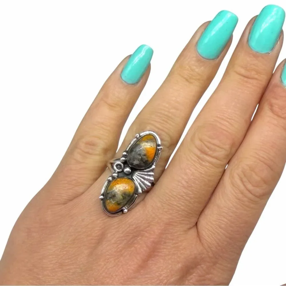 Bumblebee Jasper Ring Size 7 Solid 925 Sterling Silver